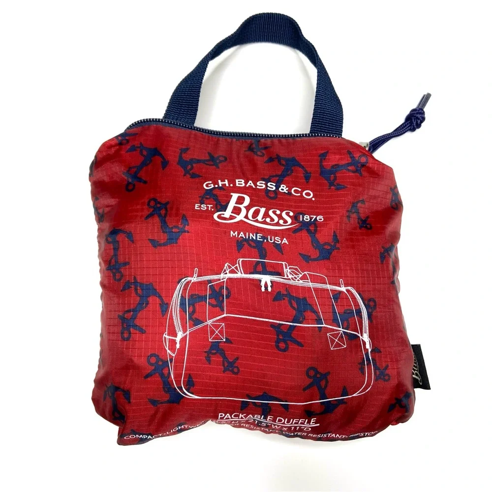 G.H. Bass & Co. Red and Blue Anchor Packable Duffel Bag